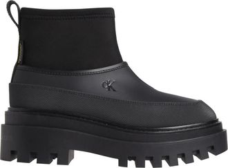 Calvin Klein Jeans Flatform Enkellaarzen - Dames - Enkellaarsjes - Zwart - 38 EU - Polyester - Schoenen