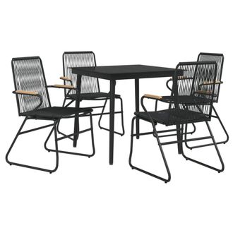 Berkfield Home Beautiful 5 Piece Garden Dining Set Black PVC Rattan