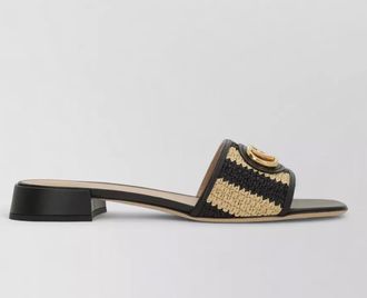 Valentino Garavani leather raffia slide sandals