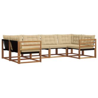 vidaXL Conjunto De Sof&aacute;s De Exterior Con Coj&iacute;n 6 Pcs Natural Y Beige Vidaxl