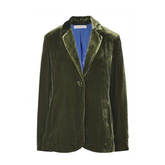 Maliparmi Blazers, female, Green, Size: L Fluid Velvet Jacket