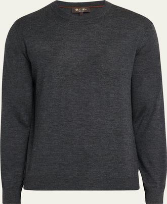 Loro Piana Mens Sottile Wool, Silk and Cashmere Crewneck Sweater