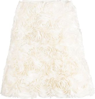 Meryll Rogge floral-appliqué silk skirt - women - Polyester/Silk/Cotton - 34 - Neutrals