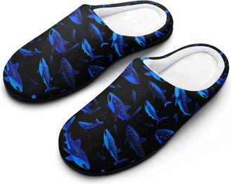 Generic Shark Whale Blue Funny Womens Cotton Slippers Shoes Novelty Soft Non-Slip Sole Home Shoe