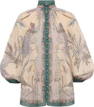 Zimmermann Overhemden, Dames, Veelkleurig, M, Katoen, Indra Billow Blouse
