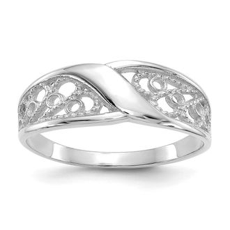 Diamond2Deal 14k White Gold Filigree Ring