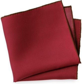 Paul Fredrick Solid Silk Pocket Square in Burgundy at Nordstrom