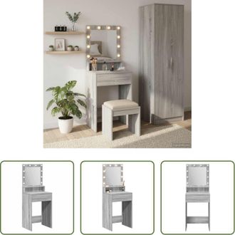 vidaXL vidaXL Tavolo da trucco con luci LED - Tavolo da Trucco con lo scaffale Grigio Sonoma 50 x 41 x 135 cm