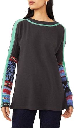 Free People On My Way Cuff T-Shirt In Washed Black