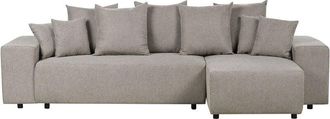Beliani Beliani - Modern Left Hand Fabric Corner Sofa Extra Scatter Cushions with Storage Taupe Luspa