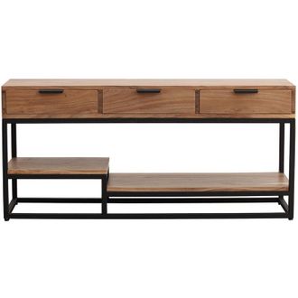 Miliboo Mueble Tv De Acacia Maciza Y Metal 115 Cm Warren