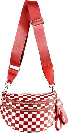 Generic Women Checkered Crossbody Bags Bum Handbag, Durable Strap Roomy Versatile Mom-Friendly Diaper Bag with Different Pockets (Red Checkered 19)