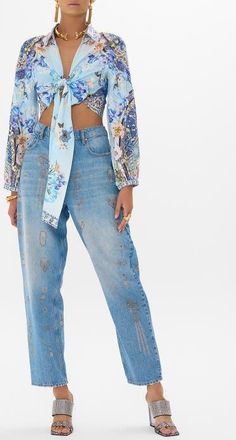 Camilla CROPPED WRAP SHIRT AL MANIAL PALACE MEMOIRS at Nordstrom, Size Small Au