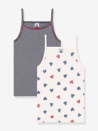 Petit Bateau 2er-Pack M&auml;dchen Tr&auml;gertops mit Herzen PETIT BATEAU wei&szlig;