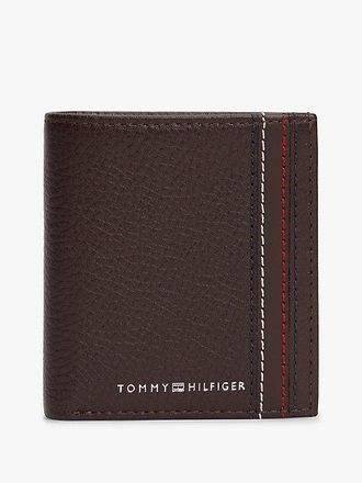 Tommy Hilfiger Logo Pebble Grain Leather Trifold Wallet