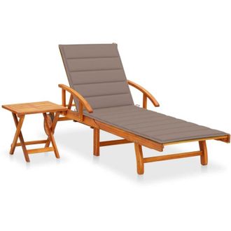 vidaXL Tumbona De Jard&iacute;n Con Mesa Y Coj&iacute;n Madera Maciza De Acacia Vidaxl