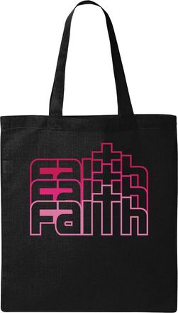 Generic Faith Christian Cross Graphic Natural Ecological Cotton Tote Bag Black