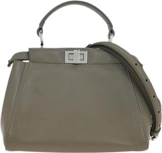 Fendi Pre-owned Handbags, female, Gray, Size: ONE SIZE Pre-owned Vintage Leather Handbag