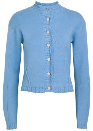 Never Fully Dressed Stud-embellished Knit Cardigan - Light Blue - XS (UK6 / XS)