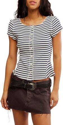 Free People Most Wanted Stripe Rib Cardigan in Black/white Stripe at Nordstrom, Size X-Large