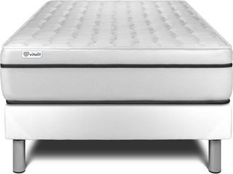 VITALIT Somier blanco + colch&oacute;n con espuma viscoel&aacute;stica 120 x 190