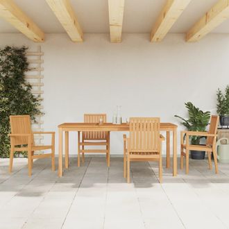 vidaXL Juego De Comedor Para Jard&iacute;n 5 Piezas Madera Maciza De Teca Vidaxl