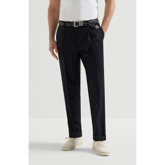 Brunello Cucinelli Virgin wool trousers in Black at Nordstrom, Size 56 It