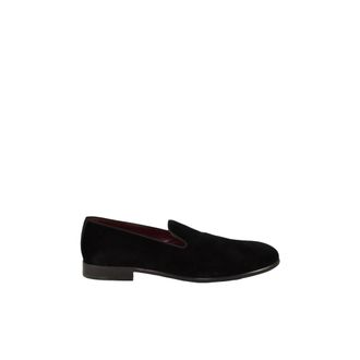 Dolce & Gabbana Stijlvolle Katoen Viscose Schoenen - Heren - Loafers - Zwart - 40 EU - Katoen - Schoenen
