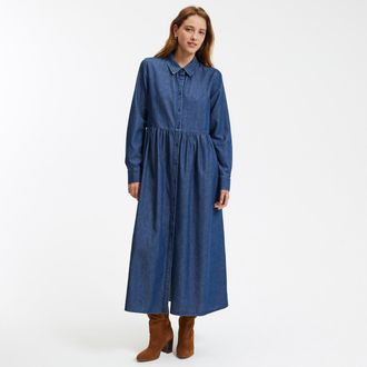 La Redoute Collections Lange jurk in denim, lange mouwen