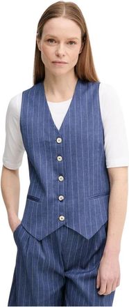 La Petite Francaise Gwen Vest - Dames - Gillet - Blauw - M - Leer - Kostuums