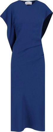 Victoria Beckham Sleek Blue Midi Dress with Structured Silhouette