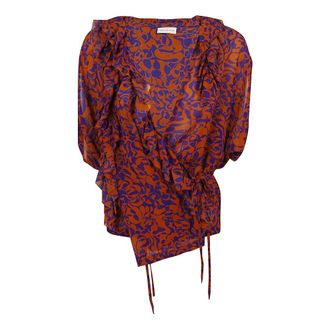Dries Van Noten Blouses, female, Multicolor, Size: M Clematis Ruffled Top