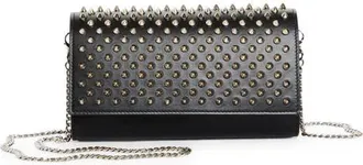 Christian Louboutin Paloma Spike Leather Wallet on a Chain in Bk65 Black/silver at Nordstrom
