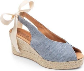 Patricia Green Dolce Espadrille Wedge Sandal in Denim Lurex at Nordstrom, Size 7