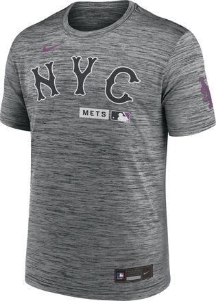 Nike New York Mets City Connect Velocity Nike Mens Dri-FIT MLB T-Shirt in Grey | 02ER06FNME-HR3