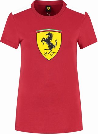 Puma Scuderia Ferrari F1 Womens Tshirt with Large Scudetto Shield Logo - Red - Size: XXS