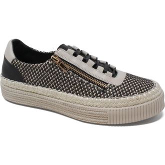 Django & Juliette Tellow Side Zip Sneaker in Black & Beige Multi at Nordstrom, Size 37