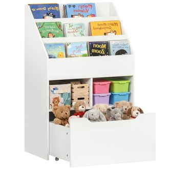 OEM Piccola Libreria Per Bambini Con Ripiani E Cassetto In Mdf, 60x29.9x90cm, Bianco
