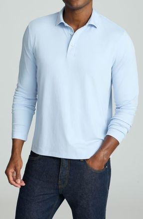 UNTUCKit Damaschino Wrinkle Free Long Sleeve Polo in Heather Blue at Nordstrom, Size Medium