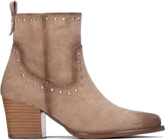 Xti Womens Suede Italian Western Ankle Booties In Beige