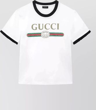 Gucci cotton ruffle-sleeve printed t-shirt