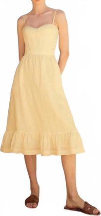 Andres Otalora Inspiras Corseted Linen Midi Dress In Butter Yellow