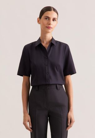 Seidensticker Hemdbluse SEIDENSTICKER, Damen, Gr. 3XL (46), schwarz, 100% Baumwolle, unifarben, regular fit, ohne Ausschnitt, ohne B&uuml;ndchen, Blusen Hemdbluse, 1/2 K