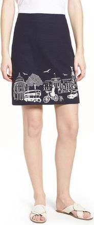 Boden Tilda Embroidered Cotton Skirt in Navy at Nordstrom, Size 4