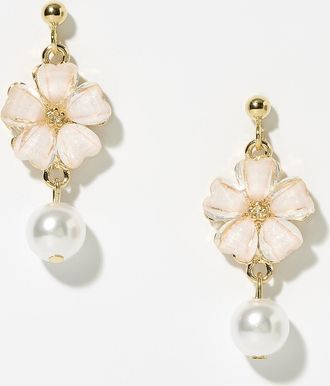 Simons Womens Flower and pearl earrings