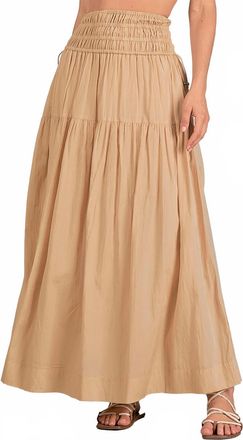 Elan Womens Tiered Maxi Skirt In Taupe