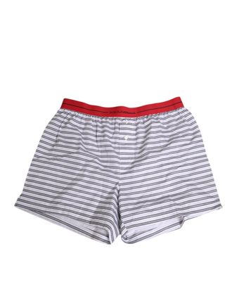 Dolce & Gabbana Mens White Striped Cotton Red Waistband Shorts Swimwear