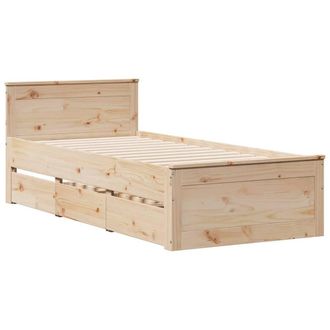 Berkfield Home Durable Bed Frame without Mattress with Headboard 90x200 cm Solid in Light Tan