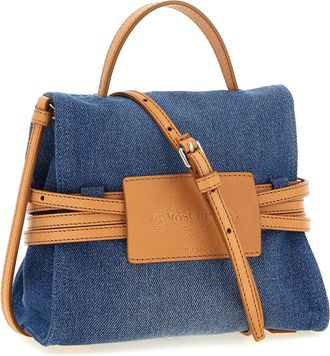 Moschino Womens Denim & Leather Handbag Blue Cotton Calf