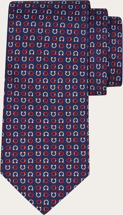 Ferragamo Men Gancini print silk tie Blue